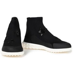 Valentino Garavani Bodytech Rockstud Sequin Star Sock Sneakers Black 37 $1095